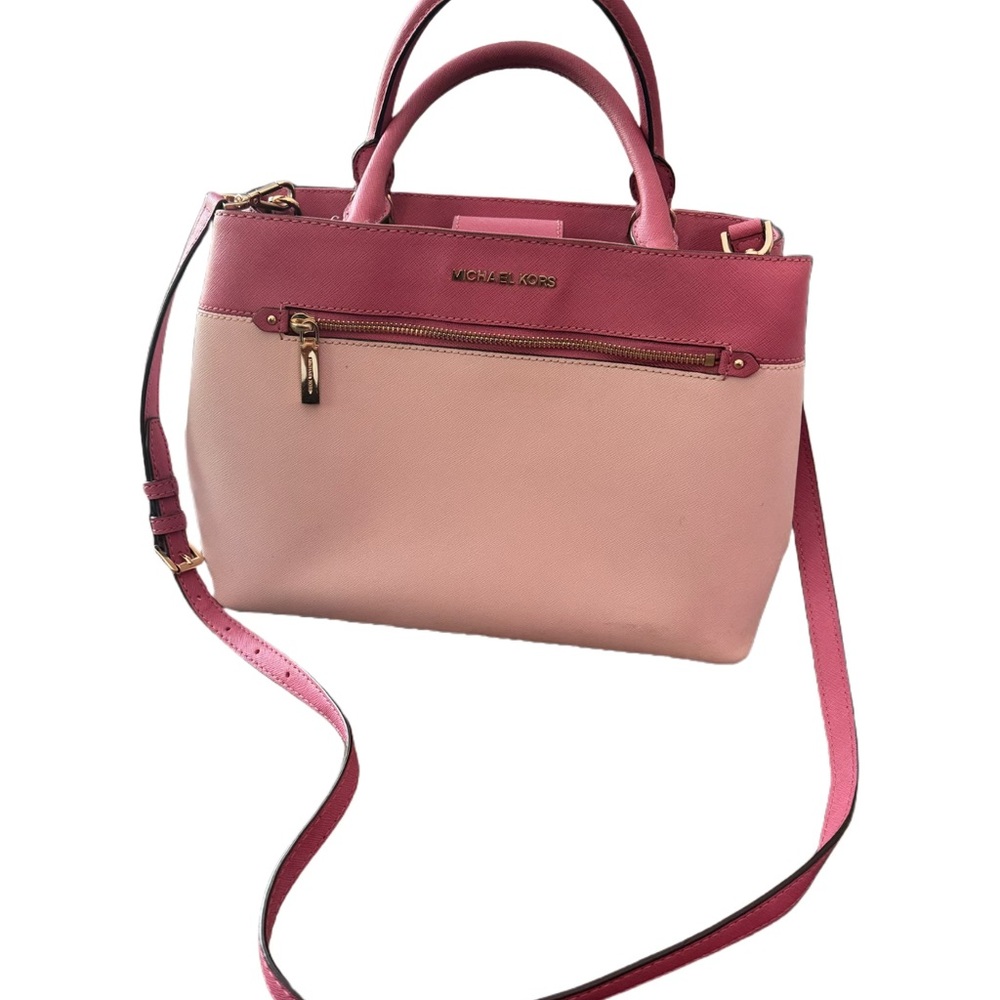 Michael Kors Two-Tone Pink Saffiano Leather Satchel